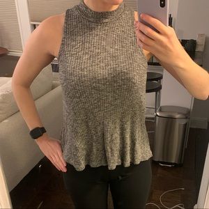 grey mock neck knit tank